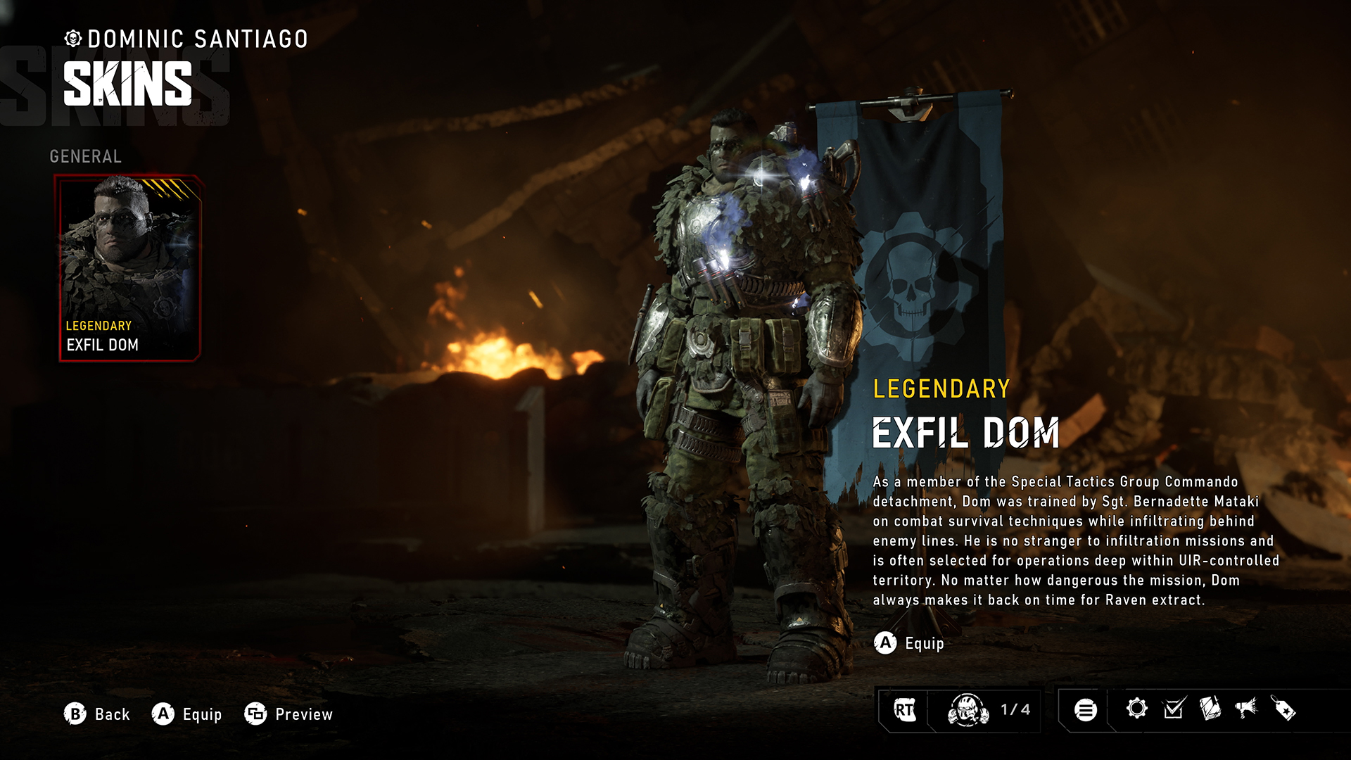 Close-up of a COG Gear soldier in Gears of War E-Day