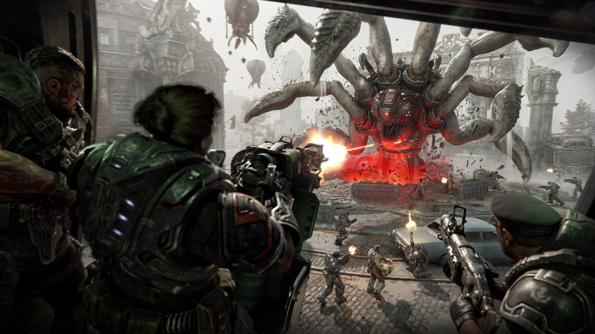 Giant Corpser emerging from underground in Gears of War E-Day